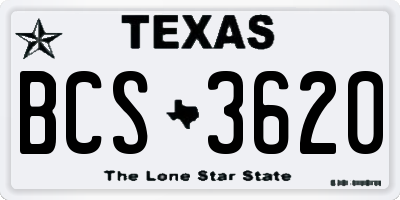 TX license plate BCS3620