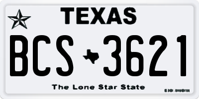 TX license plate BCS3621