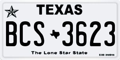 TX license plate BCS3623