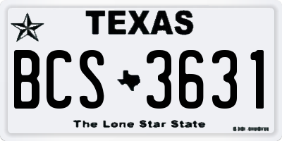 TX license plate BCS3631