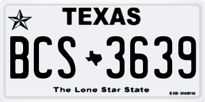 TX license plate BCS3639