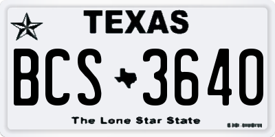 TX license plate BCS3640