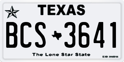 TX license plate BCS3641