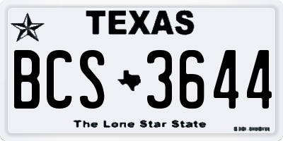 TX license plate BCS3644