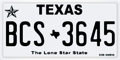 TX license plate BCS3645