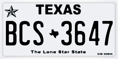 TX license plate BCS3647