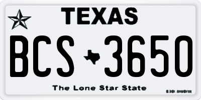 TX license plate BCS3650