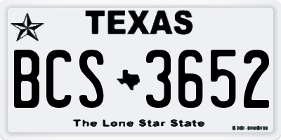 TX license plate BCS3652