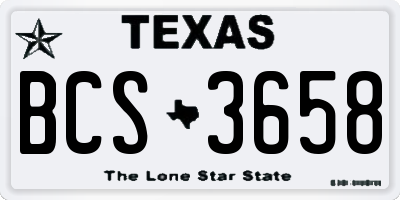 TX license plate BCS3658