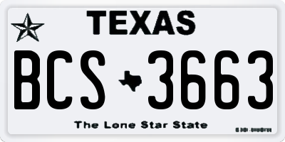 TX license plate BCS3663