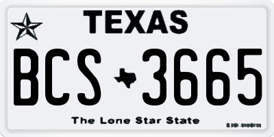 TX license plate BCS3665