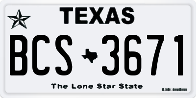 TX license plate BCS3671