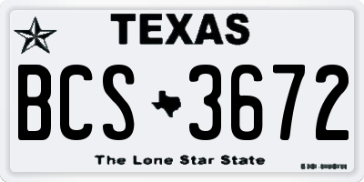 TX license plate BCS3672
