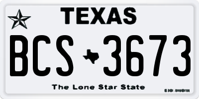 TX license plate BCS3673