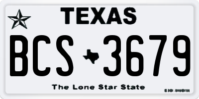 TX license plate BCS3679