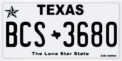 TX license plate BCS3680