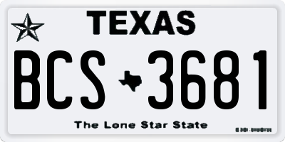 TX license plate BCS3681