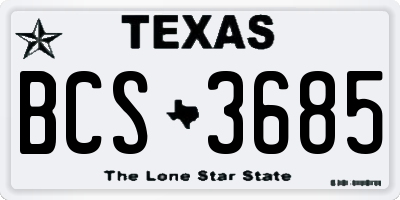 TX license plate BCS3685