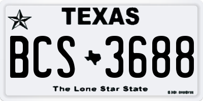 TX license plate BCS3688
