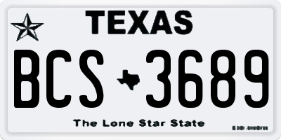 TX license plate BCS3689