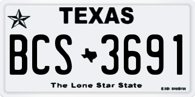 TX license plate BCS3691