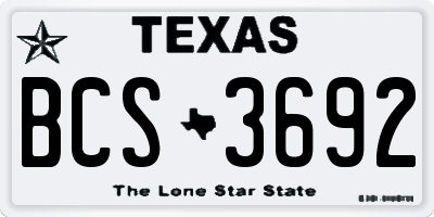 TX license plate BCS3692
