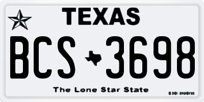 TX license plate BCS3698