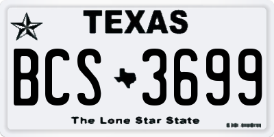 TX license plate BCS3699