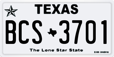 TX license plate BCS3701