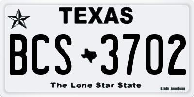 TX license plate BCS3702