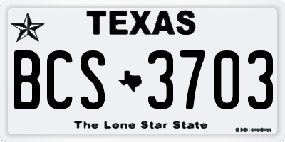 TX license plate BCS3703