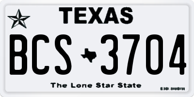 TX license plate BCS3704