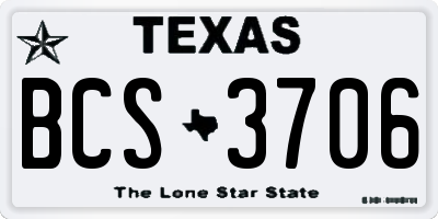 TX license plate BCS3706