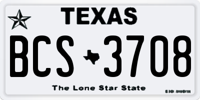 TX license plate BCS3708