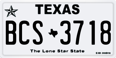TX license plate BCS3718