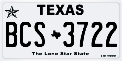 TX license plate BCS3722