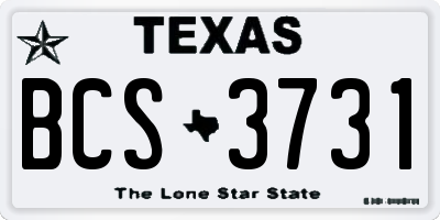 TX license plate BCS3731