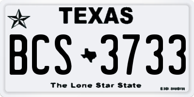 TX license plate BCS3733