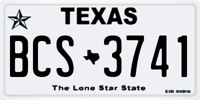 TX license plate BCS3741