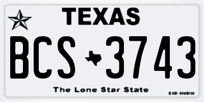 TX license plate BCS3743
