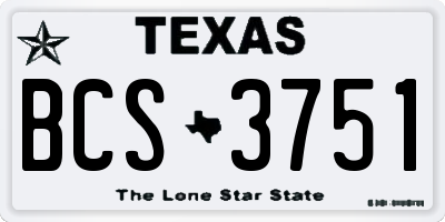 TX license plate BCS3751