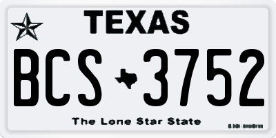 TX license plate BCS3752