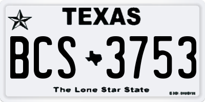 TX license plate BCS3753