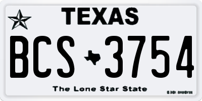 TX license plate BCS3754