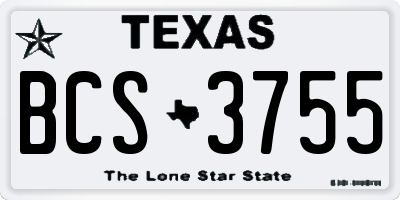 TX license plate BCS3755