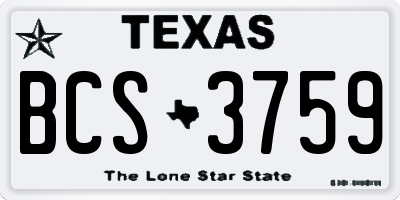 TX license plate BCS3759
