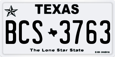 TX license plate BCS3763