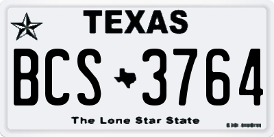 TX license plate BCS3764