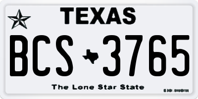TX license plate BCS3765