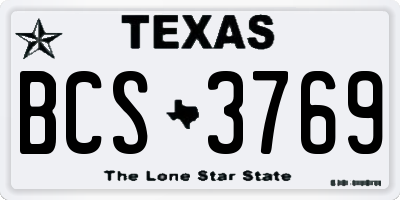 TX license plate BCS3769